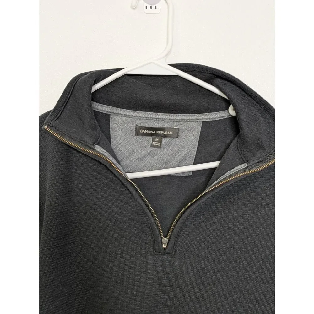 Banana Republic Men’s Sweater 1/4 Zip Polyester Blend Gray Size Medium